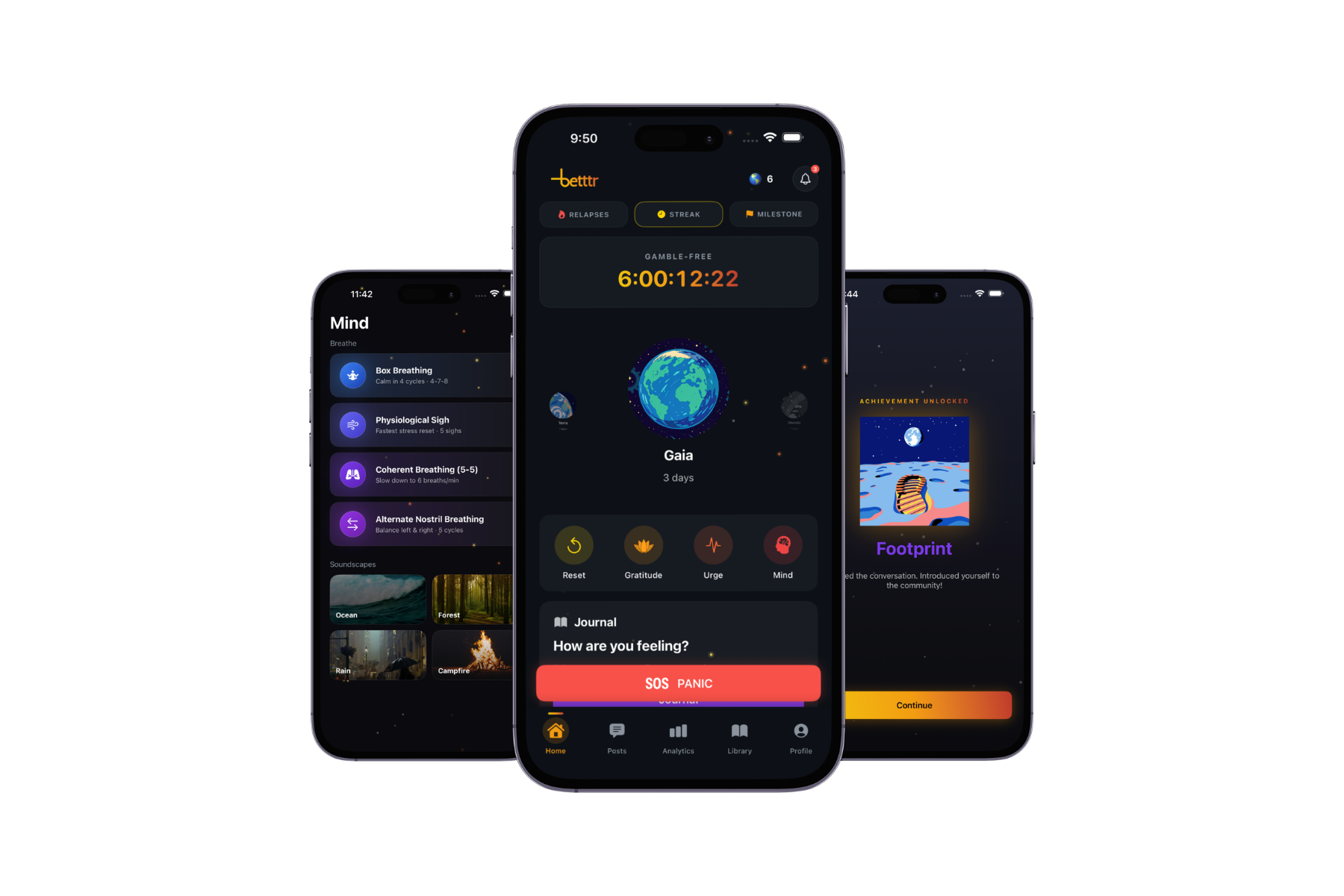 Betttr app screens